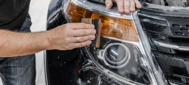 Бронирование фар плёнкой